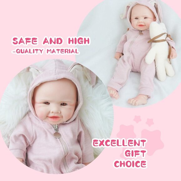 🆕17 Inch Realistic Full Silicone Lifelike Reborn Smiling Girl With Open Eyes - Picture 11 of 13